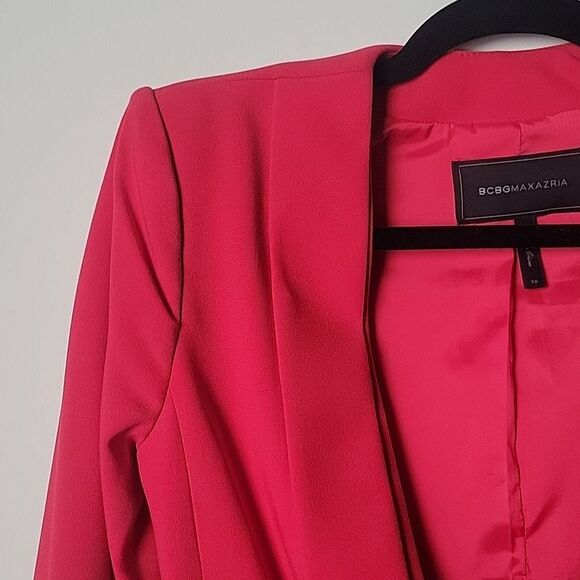 NEW BCBG Max Azria Alex Red Blazer XS Jacket Fitted Sexy Tapered Crop Feminine - Picture 3 of 13